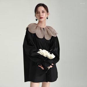 Women's Blouses Women Shirt Long Sleeve Petal Collar Loose Fit Korean Style Pullover Tops 2023 Spring Streetwear Trend Casual Blouse 3775