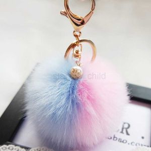 Keychains Lanyards New Fluffy Fur Pom Keychain Soft Faux Fur Ball Car Keyring Women Bag Cute Fashion Creative Pendant Handmade Jewelry Gifts