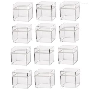 Gift Wrap 24Pcs Transparent Plastic Candy Box Biscuits Cookies Packing Party Treat Boxes Square Container