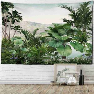 Gobeliny rośliny tropikalne gobelin ilustracja lasu wisząca w stylu kokosowym dekoracje domu r230812
