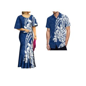 Vestidos casuais básicos samoan tonganen plutasi design polinésia de sereia de sereia longa vestido de saia combinada de camisa masculina 230811