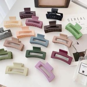 34 colors Length Frosted Square Clamps Korean Women Hollow Out Arc Scrunchies Claw Clips Female Plastic Middle Size Ponytail ZZ