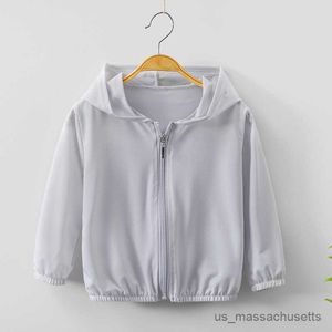 Jacken Sommer Sonnenschutzkleidung Kleinkind vielseitig dünne Mantelmädchen Jungen Pure Color Long Sleeve Mäntel mit Reißverschluss R230812