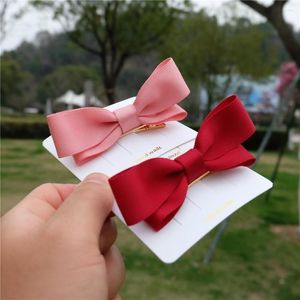 Hair Accessories 2Pcs/Set Girl Classics Fashion Bow Ribbon Clip Korean Headwear Spring Ponytail Simple Hairpin Woman Head Flower Gift