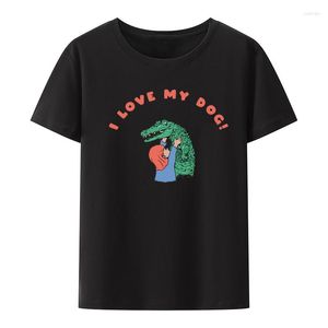 Erkekler Tişörtüm Gator köpeğimi seviyorum grafik baskı tişört komik tee serin desen mizah hipster Camiseta hombre bluz Camisetas Üstler