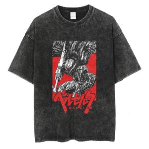 Męskie koszulki Berserk T Shirt Men Anime Vintage myte tshirt bawełniane topy z krótkim rękawem HARAJUKU HIP HOP OVERSED TEES Drop 230812