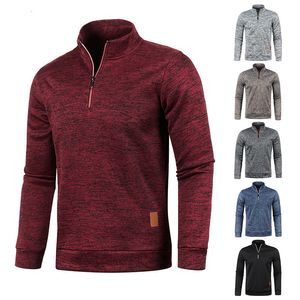 Menströjor Vinterfleece Turtleneck Swewatshirts Coat Half Zipper Warm Pullover Quality Man Slim Sticke Wool 230811
