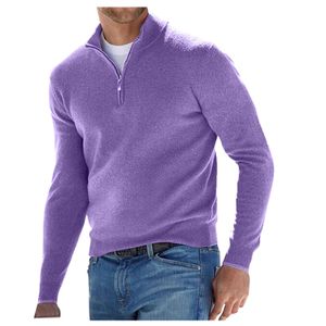 Suéteres masculinos pullover masculino outono grosso malha quente sólida manga longa com gola alta de gola alta lã de lã de inverno casaco de inverno 230811