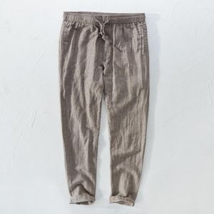 Calça masculina masculino clássico listrado linhagem elástica padrão de moda