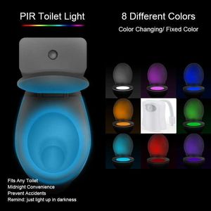 8 Farben wasserdichte Toilettenlampen -LED -Bewegungssensor WC Leuchtdicht Luminaria Hintergrundbeleuchtung Smart Pir Toilettendekor Nachtlicht für Badezimmer HKD230824