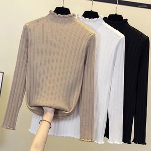 Kadın Sweaters 2023-Sonbahar Kış Üstleri Yavurucu Tepeler Astar Tezisi Uzun Kollu Kore İnce Uygun Sıkı Sweater M-4XL