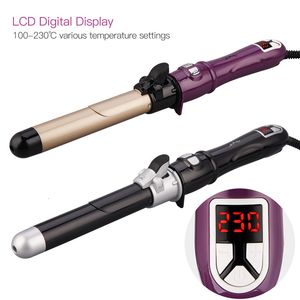 Curling Irons LCD Digital Auto Rotary Hair Curler Tourmaline Ceramic Rotating Roller Wavy Curl Magic Wand Fast Heating Styling 230812