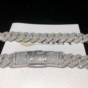 Class personalizzato VVS Diamond Moissanite Calco cubano Sier Gra Iced Out Hip Hop Miami Cuban Link Chain Men Gioielli