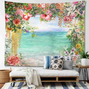 Tapestries SepYue Medieval Flower Tapestry Wall Hanging Aesthetic Room Decor Bedroom Decoration Home Hippie Retro Tapisserie Blanket R230812