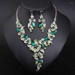 Necklace Earrings Set Fashion Flower Crystal Bridal Statement Sets Wedding Party Jewelery Dress Decoration Accessories