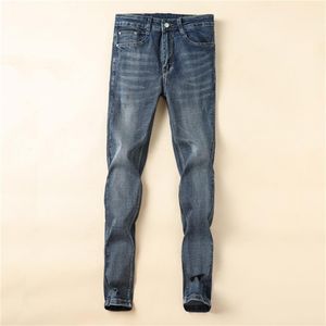 Yeni Varış Erkek Tasarımcı Çanta Kot Putu Stripe Stil Yıkanmış Moda Düz Jean S Slim-Leg Pants Motosiklet Biker Business Lei240y