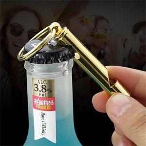 Keychains Lanyards New Creative Stainless Steel Flute Keychain Beer Bottle Opener Keyring Men's Classic Key Holder Gift Accessories