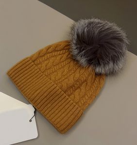 Winter Cashmere Blend Beanie Hat/Skull Caps Fur Pom Pom Ski Skull Hats