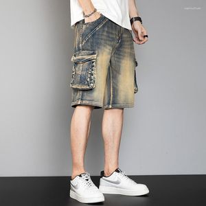 Men's Shorts Multi-Pocket Loose Denim Baggy Cowboy Five-point Pants Hip Hop Cargo Jeans Plus Size 42 44