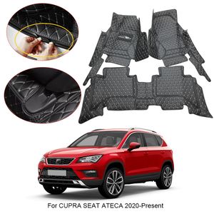 3D Full Surround Car Floor Matt för Cupra Seat Ateca 2020-2025 Foder Fotkuddar PU Läder Vattentät matta Cover Auto Accessories