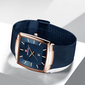 Награда часа Диаметр Диаметр Кристаллический стеклянный Quartz Mens Watch Calendar Комфортный стальный сетчатый ремень 6 мм Ультра -тонкий атмосферный джентльм211T