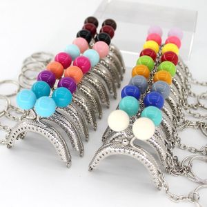 Bag Parts Accessories 10PCS Super Lovely 5CM Silver Metal Purse frame Colorful Bead Head with KeyChain frames Kiss Clasp DIY Bag Accessory small 230811