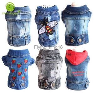 Jeanshundkleidung für Pitbulls Dackel Dachthund Fashion Dog Jeans Jacke Blaues Cowboy-T-Shirt für Shih Tzu Kühlkleidung für kleine Hunde HKD230812