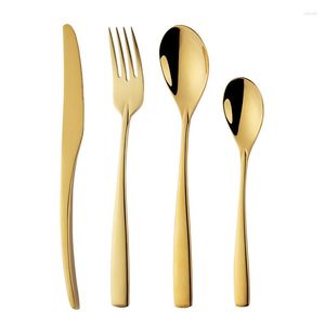 Dinnerware Sets 24pcs Golden Cutlery Set Luxury Tableware Stainless Steel Knife Fork Spoon Western Kitchen Dish Utensils