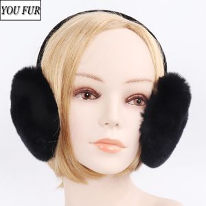 Ear Muffs Winter 100% Real Natural Rex Rabbit päl Earmuff Lady Warm Rex Rabbit päl Earmuffs Russian Women Solid Plush Real Fur Earflap 230811