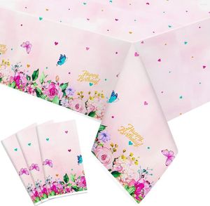 Table Cloth 3Pcs Fairy Butterfly Theme Disposable Tablecloth Flower Girls Birthday Decoration Baby Shower Banquet Cover Party Supplies