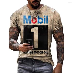 Magliette maschile stile estivo in stile estivo castrol retrò t-shirt a maniche corte 3d t-shirt per olio per uomo Top-collega Top oversize