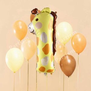 Dekorationskartong Animal Number Balloon Wild Animal Type Foil Balloon For Kids Jungle Birthday Decoration DIY Gifts R230812