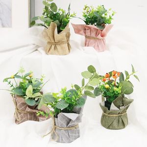 Fiori decorativi mini piante artificiali in vaso bonsai in vaso ornamenti di fiori finti per la casa decorazione di piante artigianali.