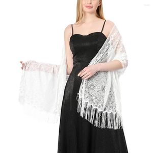Schals 2023 Elegante Frauen Abendkleid Spitzenschal und Schals langer Quastenpapier Solid Hijabs Lady Pashmina Foulards Bandana Hochzeit