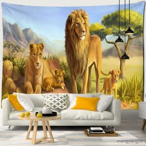 Tapestries Ferocious Tiger Tapestry Wall Hanging Hippie Tapiz Style Art Dormitory Wall Background Decor Cloth R230812