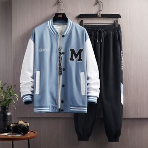 Herrspårar Big M Letter Print Hip Hop Patchwork Baseball Jackets Mens Spring Streetwear Coats Youth Clothing 230812