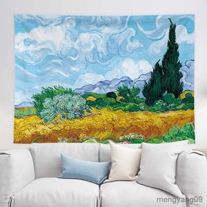 Wandteppiche Dekor Home Decor Van Gogh Kunst Gemälde Sternenblöcke Dekoration Wandbauer ästhetischer Raum Dekor Wandteppich Wand Hanging R230812