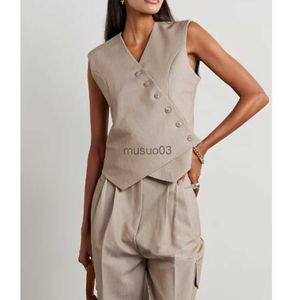 Coletes femininos elegantes e magros de design de moda de moda de moda de moda de mulher assimétrica Cardigans de peito único para mulheres tops de verão 2023 HKD230812