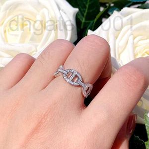 Band Rings Designer S925 Silver Pig Nose Ring Women's Colorless Full Diamond High Carbon with Small Design INS Advanced Sense WPM6