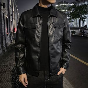 Jaquetas masculinas Fallwinter Style Jacket Masculino Motocicleta Casual Use Slim Korean Lapeel PU 230812