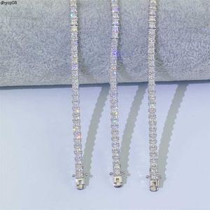 Designer Jewelry Ready to ship pass diamond tester iced out princess cut 3*3mm tennis bracelet 925 silver moissanite tennis chain