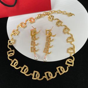 Luxury gold letter Necklace Star Chain Necklace Designer Necklace Designer Earrings Wedding Gift Jewelry set