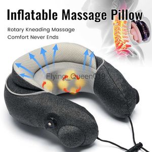 Elektrisk U -formad massagekudde massager för nacke shiatsu rese kudde smärtlindring smart bärbar knådad nacken massageador hkd230812