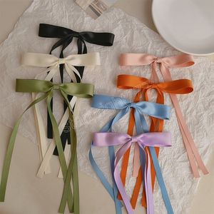 Двойной слой ленточный волос для девочек Barrettes лента лента кисточка Bowknot Hairpin Fairy Sweet Headwear Элегантные зажимы для утки