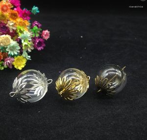 Hänge halsband 100sset 20mm glas globe injektionsflaska med två håls blomma pärlor mössa ögon stift diy halsband smycken täckning