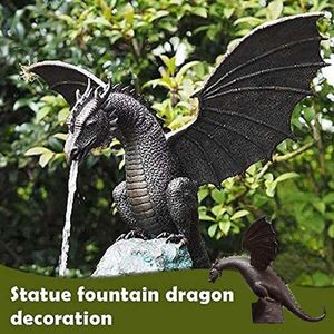 Decorative Objects Figurines Fire Breathing Water Fountain Resin Dragon Statue Waterscape Sculpture 2023 230812