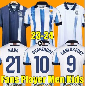 Real Sociedad 2023/2024 Koszulki piłkarskie sorloth oyarzabal silva futbolowa koszula 23/24 sadiq illarra merino fdez camiseta barreis brais mendez men dzieci mundur ytu ytlu ytu