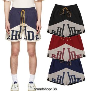 RHODE Brand Micro-Label Impresso Blocking Casual Shorts Casuais para homens e mulheres Esportes de praia High Street Cappris