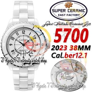 East 3K5700 Unisex Mens Womens Watch 38 мм Cal.12.1 Автоматический супер керамический корпус белый номер.