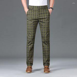 Herrenhosen Frühling Herbst Kleidung hochwertige Plaid Männer Klassische Business-Baumwolle Freizeit in voller Länge formelle lange Hose männlich 30-38